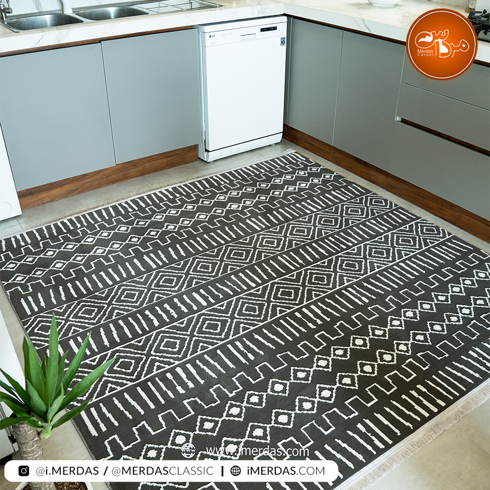 فرش آشپزخانه مراکشی کد 41296 زمینه نوک مدادی